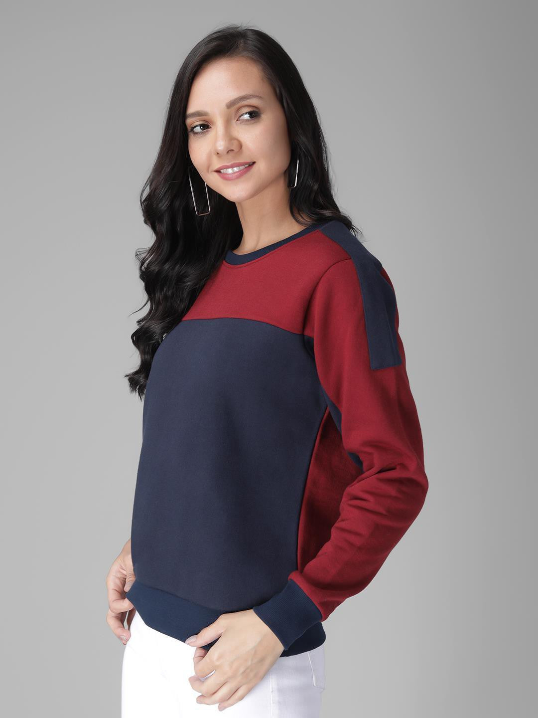 KOTTY Full Sleeve Color Block Women Sweatshirt 