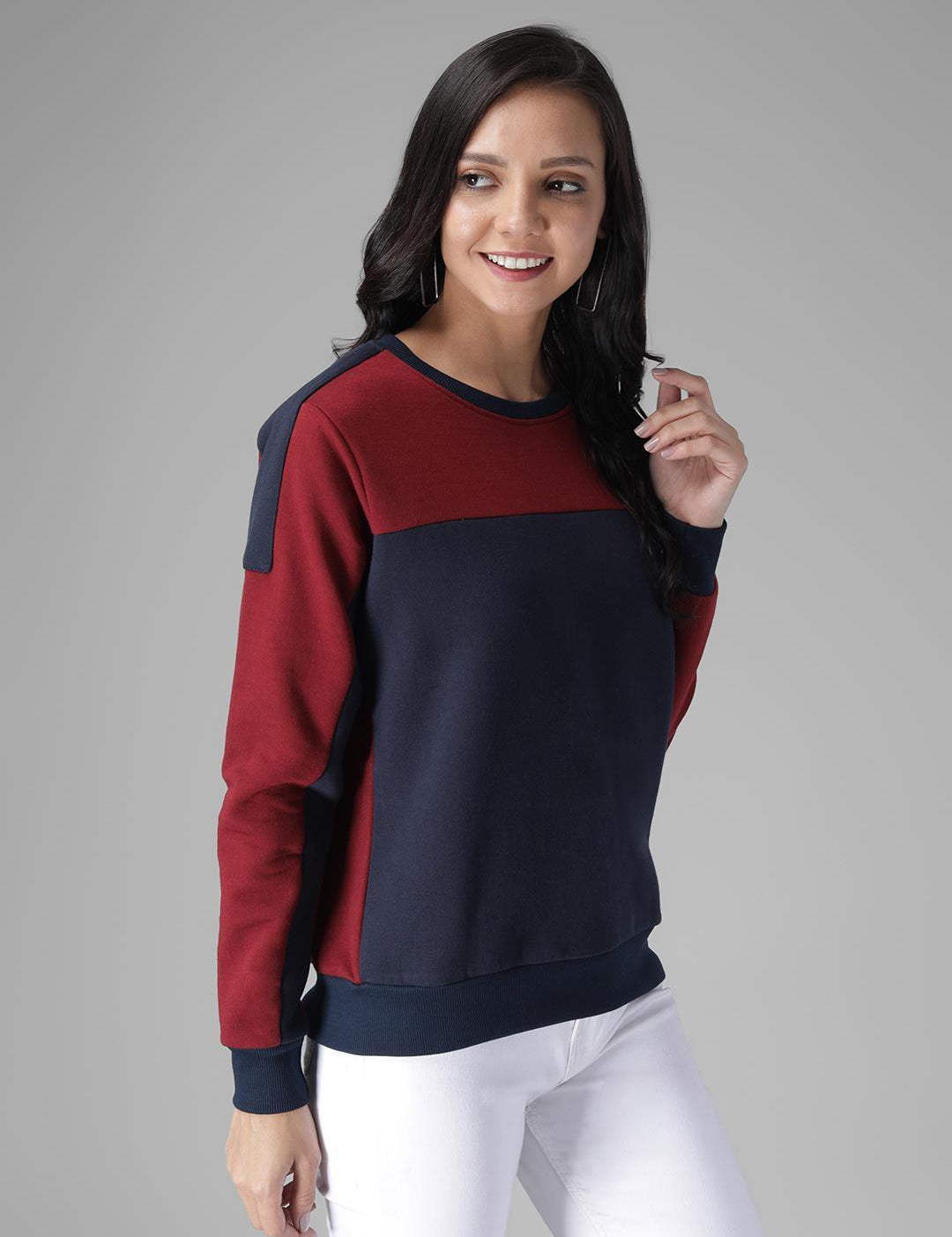 KOTTY Full Sleeve Color Block Women Sweatshirt 