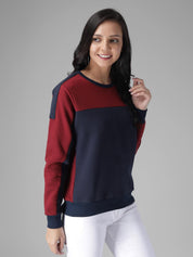 KOTTY Full Sleeve Color Block Women Sweatshirt 