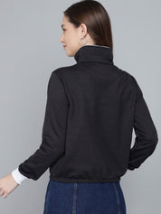 KOTTY Women Black Full Sleeve Printed Sweatshirt