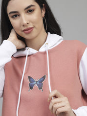 KOTTY Women's Fleece Printed Full Sleeve Hooded Neck Sweatshirt