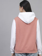 KOTTY Women's Fleece Printed Full Sleeve Hooded Neck Sweatshirt