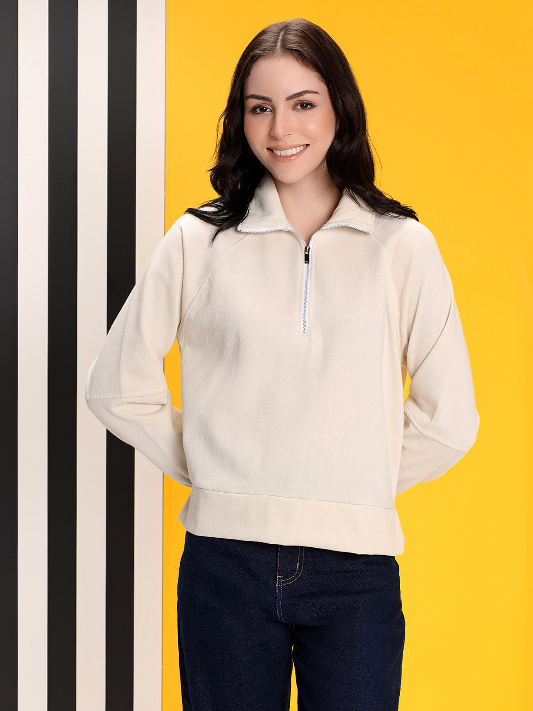 KOTTY Women Full Sleeve Solid Sweatshirt