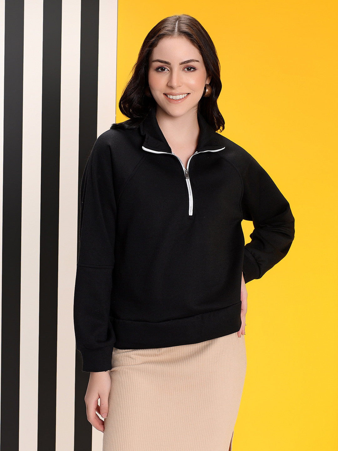 KOTTY Women Full Sleeve Solid Sweatshirt