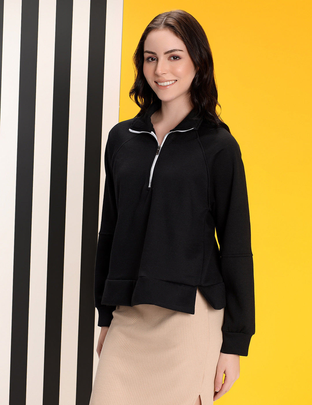 KOTTY Women Full Sleeve Solid Sweatshirt