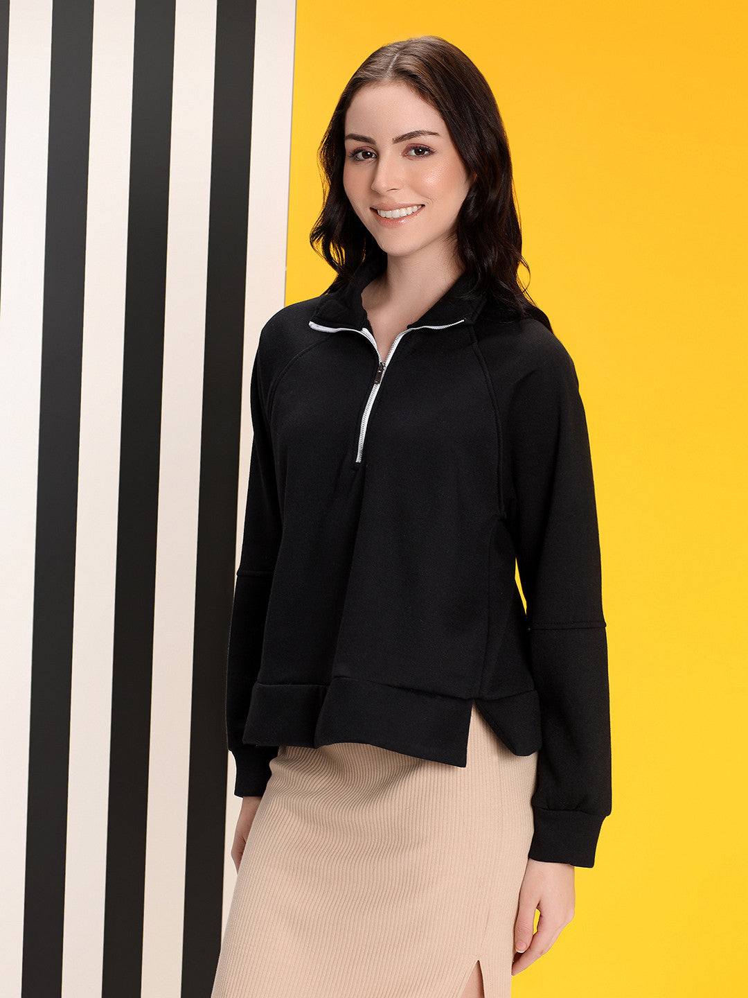 KOTTY Women Full Sleeve Solid Sweatshirt