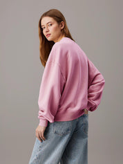 KOTTY Women's Fleece Sweatshirt Solid Pattern with Classic Round Neck