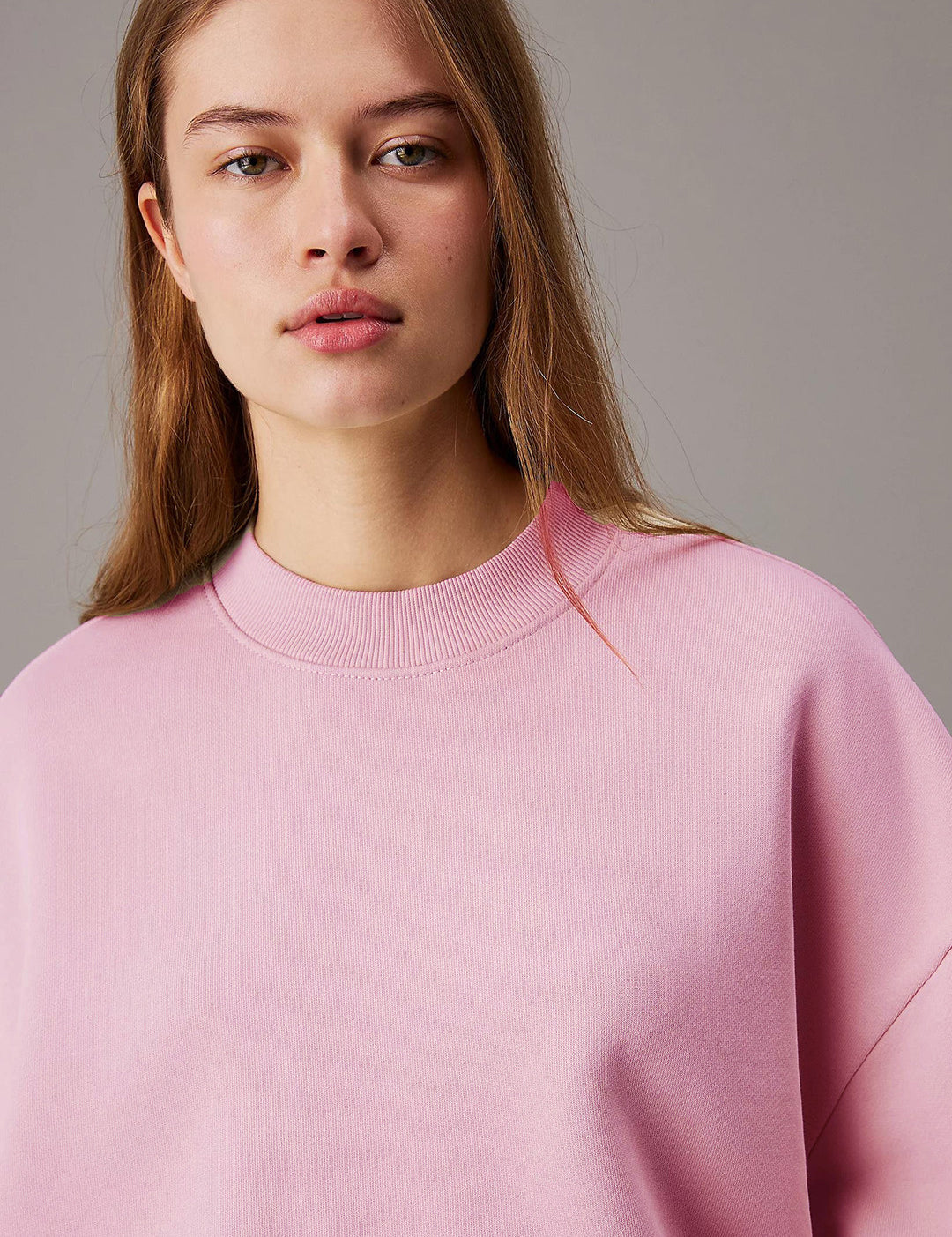 KOTTY Women's Fleece Sweatshirt Solid Pattern with Classic Round Neck