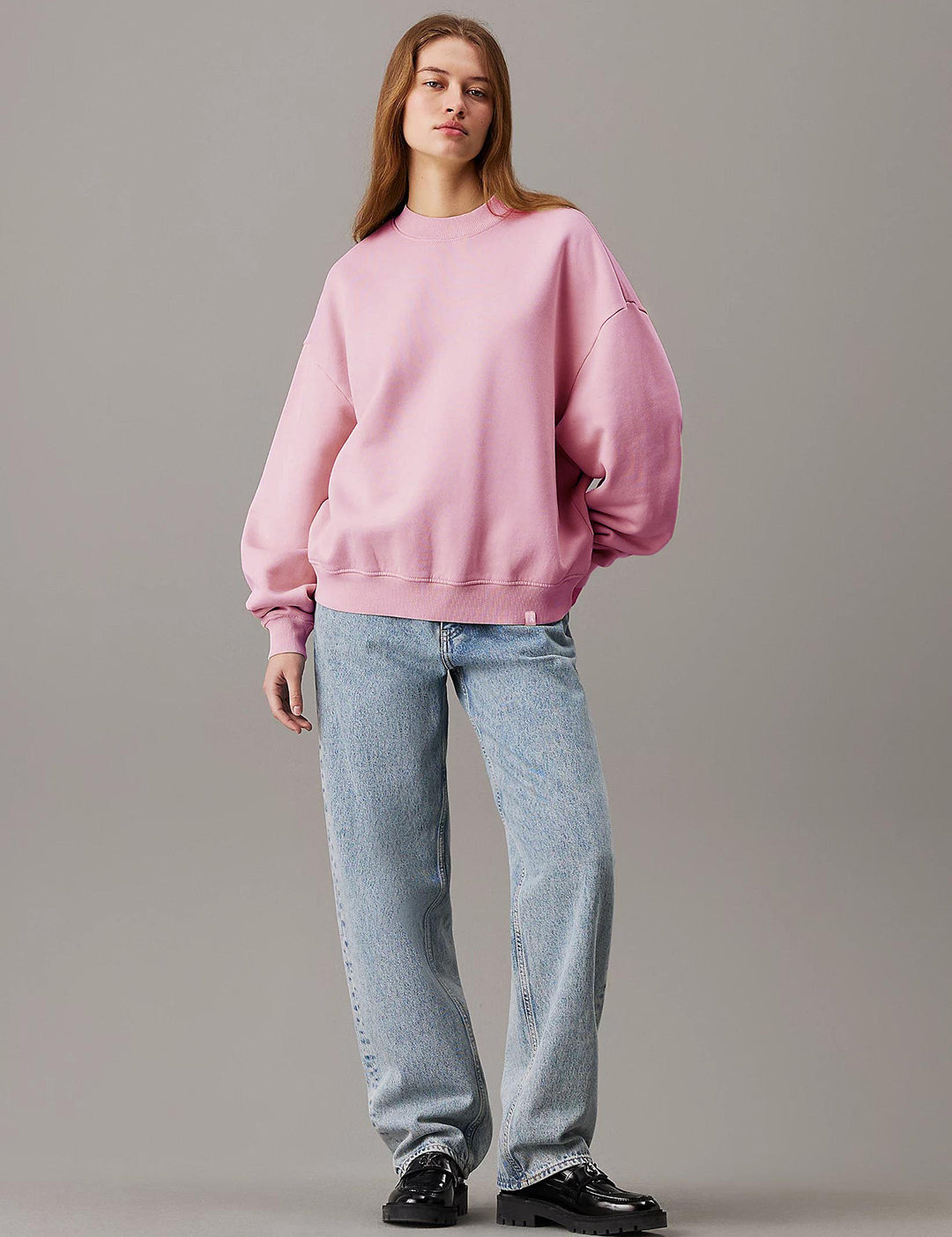 KOTTY Women's Fleece Sweatshirt Solid Pattern with Classic Round Neck