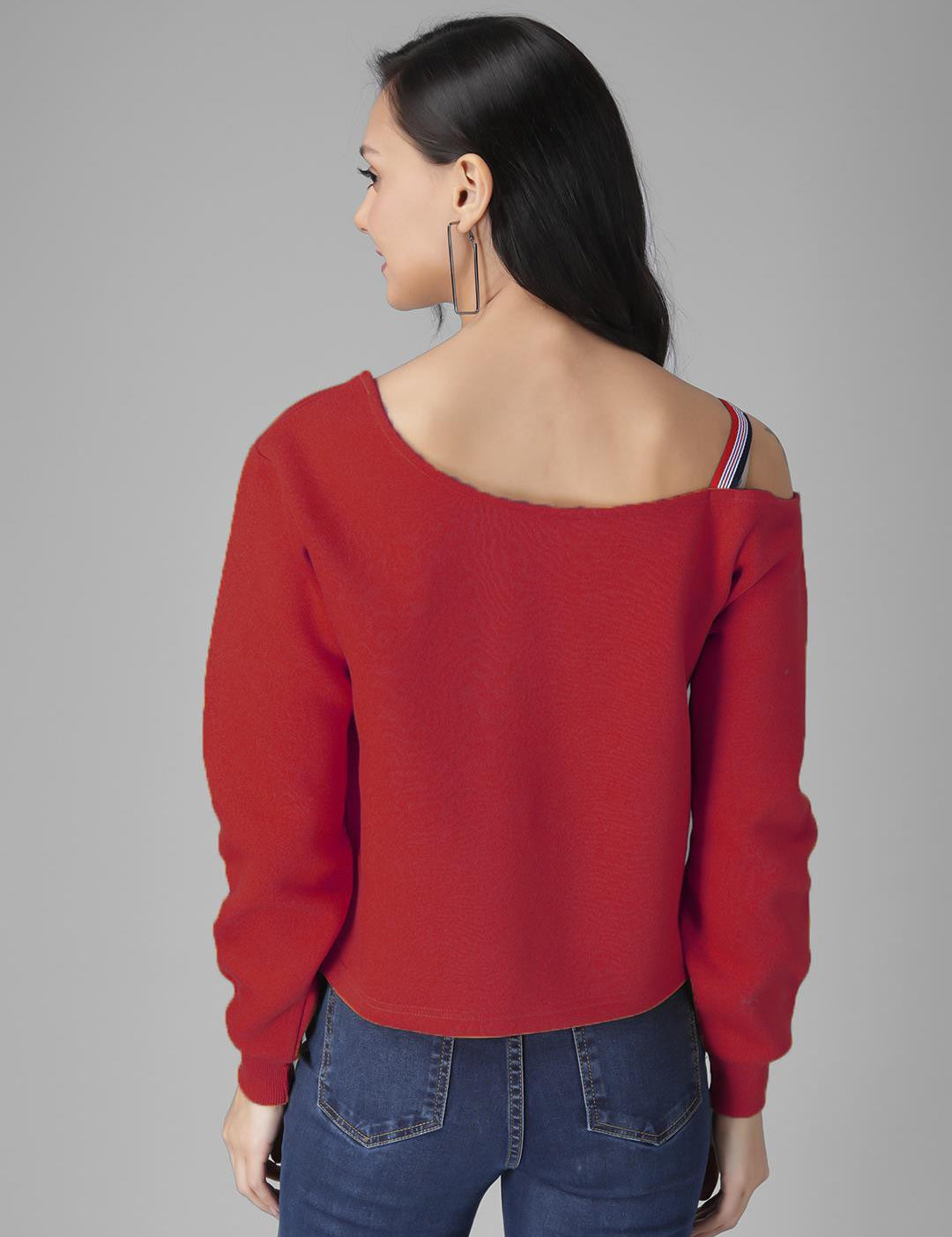 KOTTY Maroon Pure Cotton Solid Women Sweatshirt