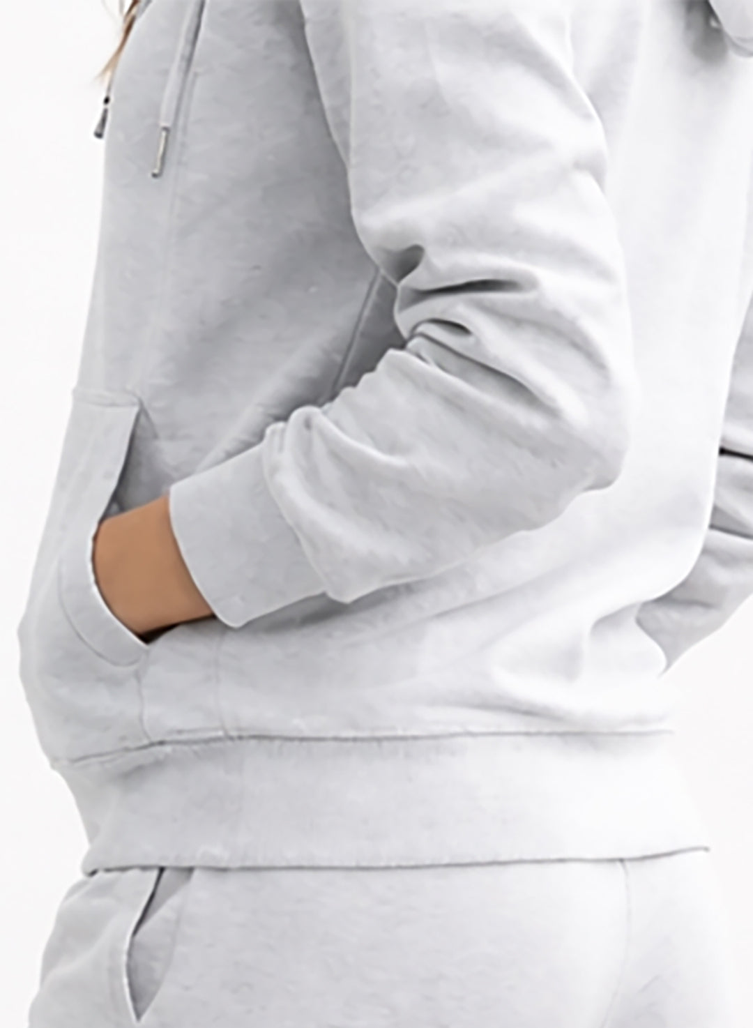 Women's Light Grey Zip Hoodie Tracksuit Set