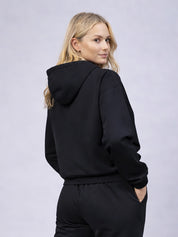 Women's Black Hooded Sweatshirt Jogger Lounge Set