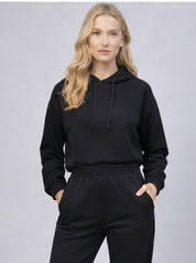 Women's Black Hooded Sweatshirt Jogger Lounge Set