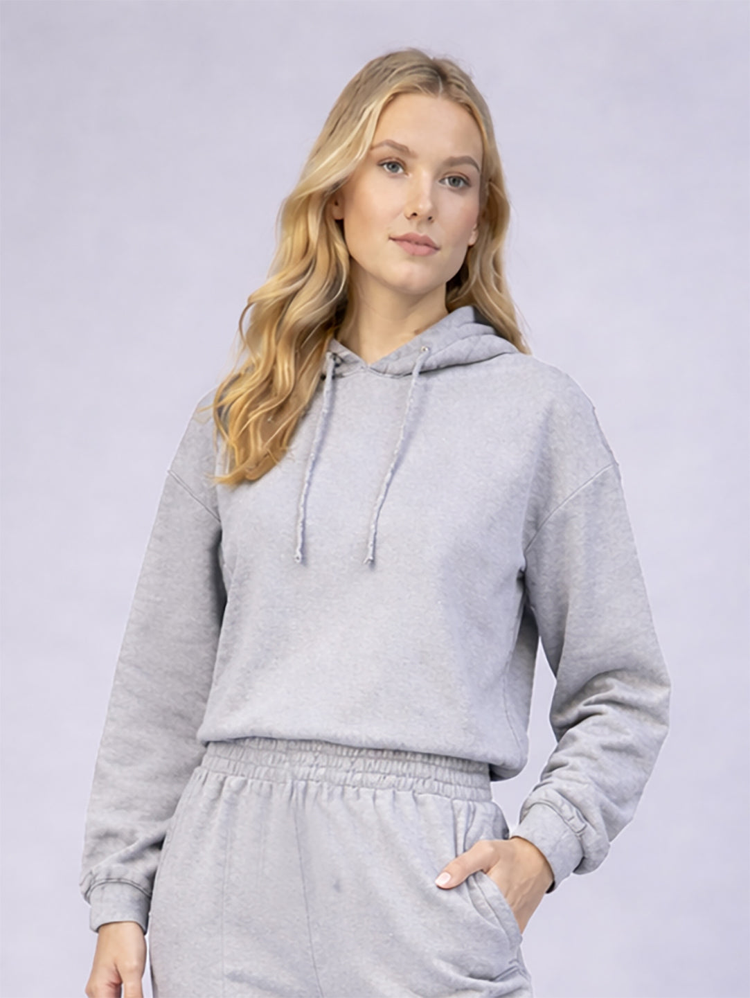 Women's Grey Hooded Sweatshirt Jogger Lounge Set