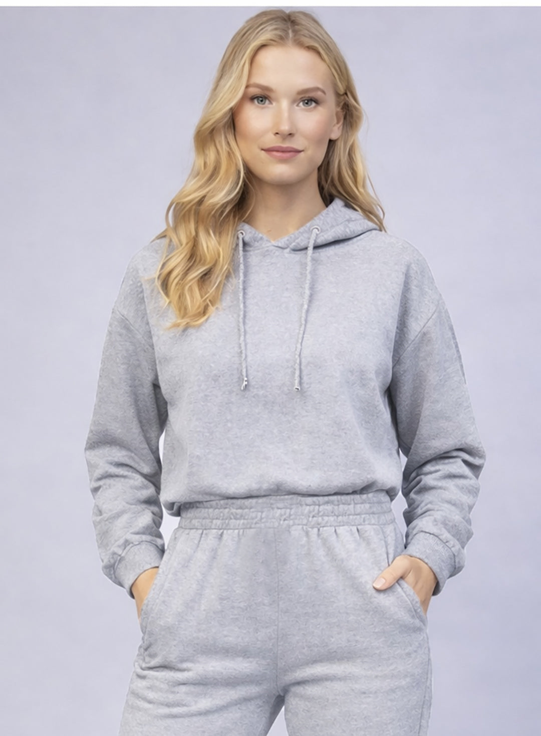 Women's Grey Hooded Sweatshirt Jogger Lounge Set