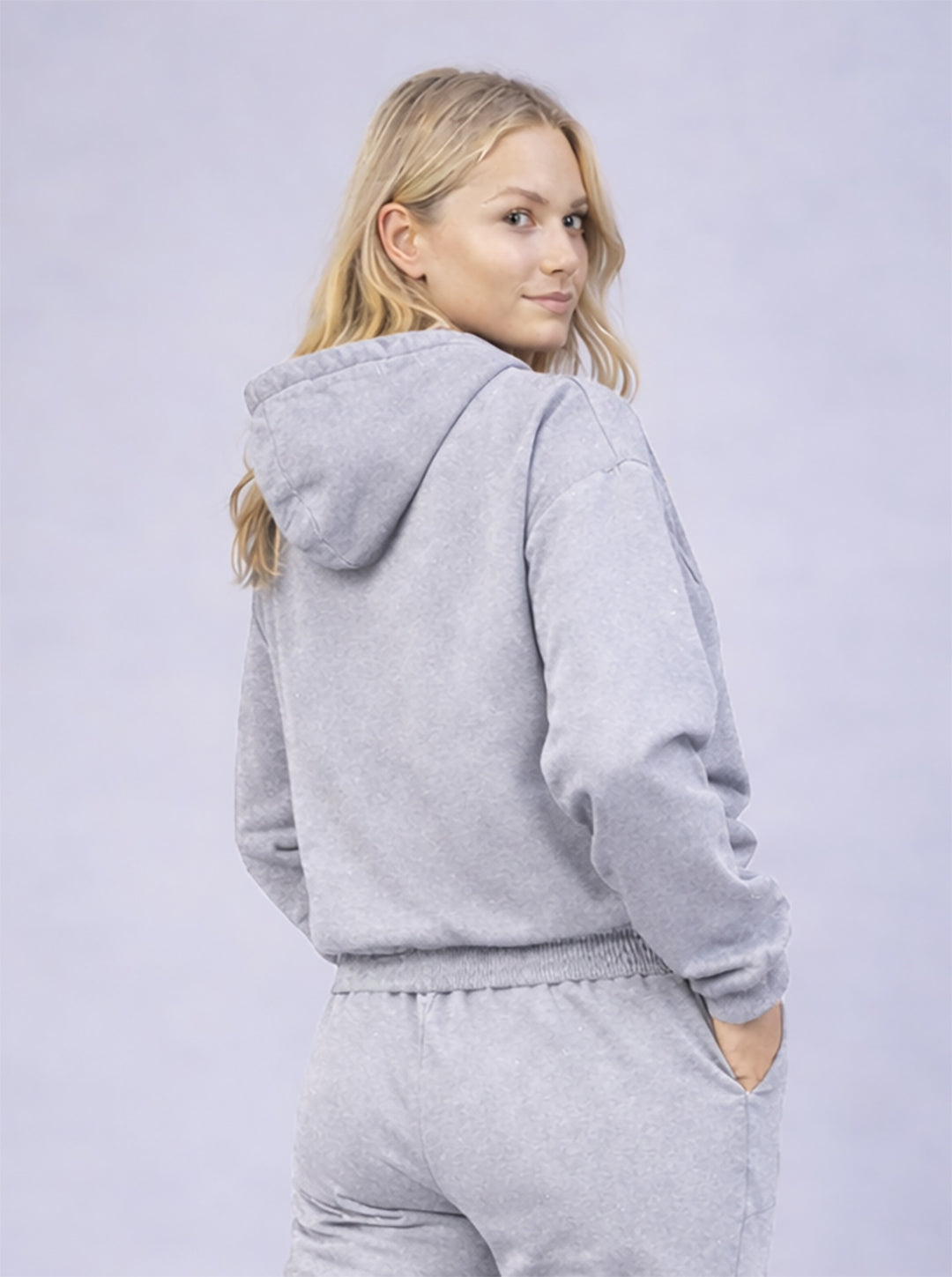 Women's Grey Hooded Sweatshirt Jogger Lounge Set