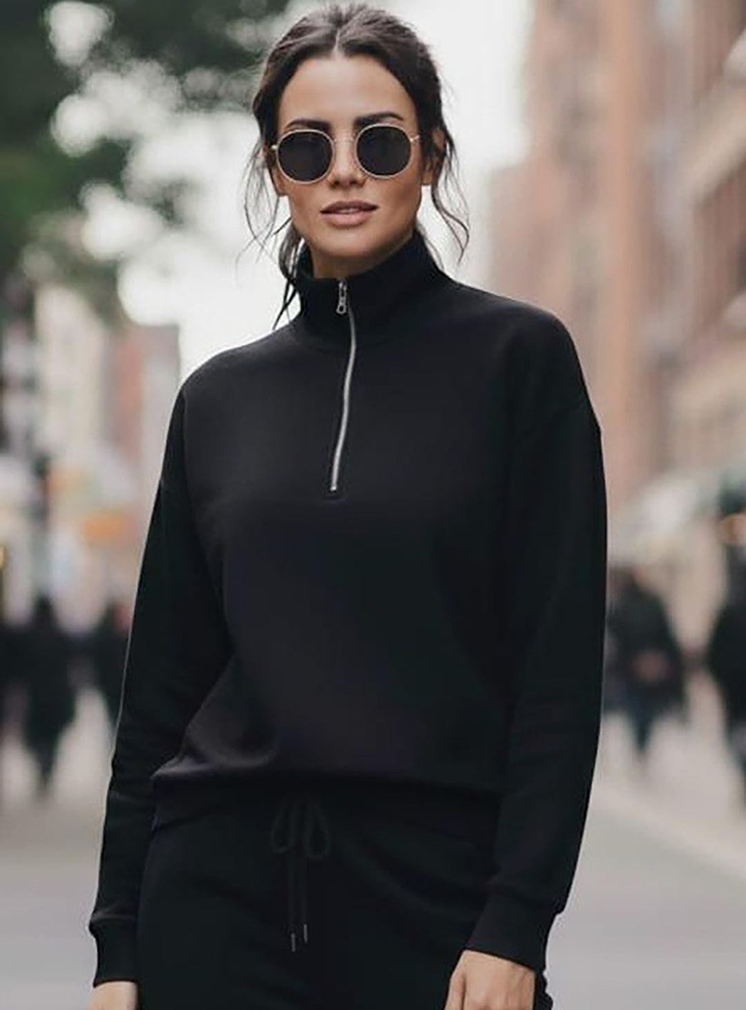 Women's Black Half-Zip Mock Neck Sweatshirt