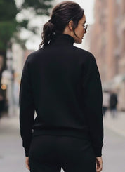 Women's Black Half-Zip Mock Neck Sweatshirt