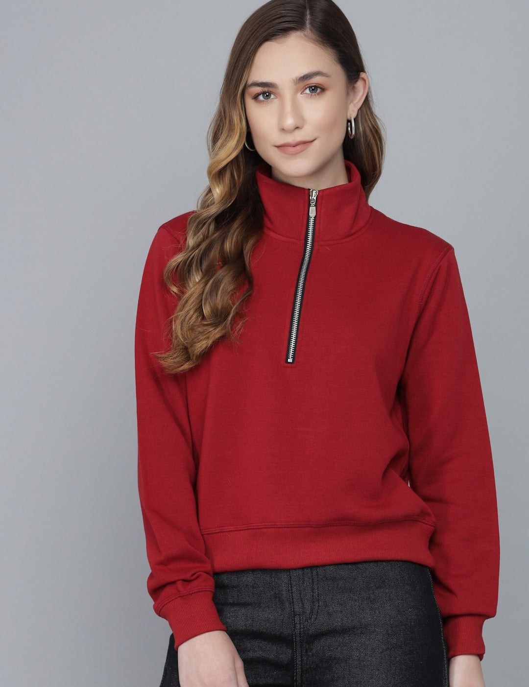 KOTTY Full Sleeve Solid Women Sweatshirt 