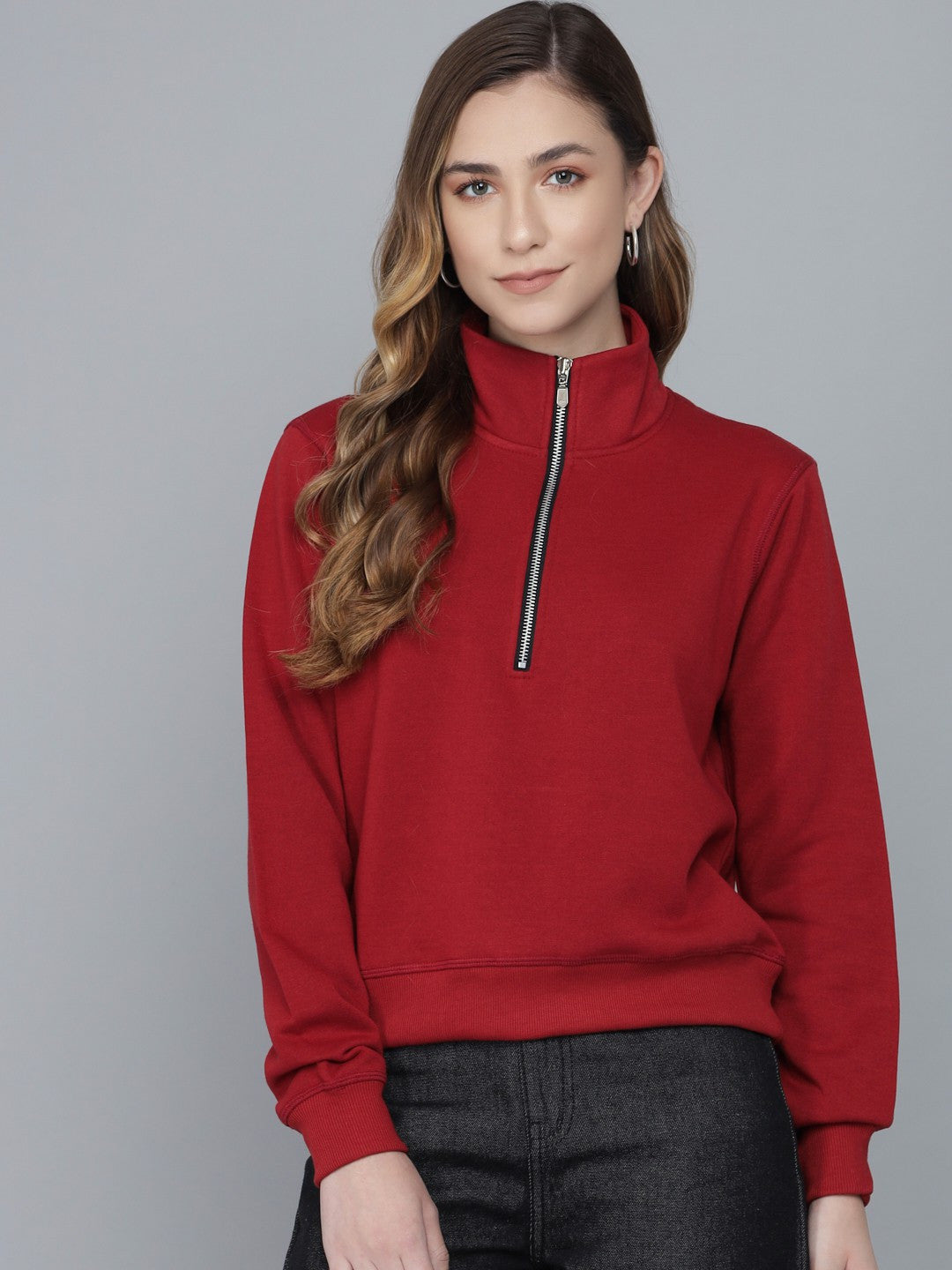 KOTTY Full Sleeve Solid Women Sweatshirt 