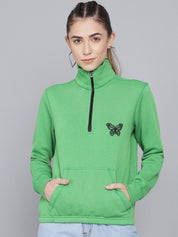 KOTTY Women GreyFull Sleeve Embroidery Sweatshirt