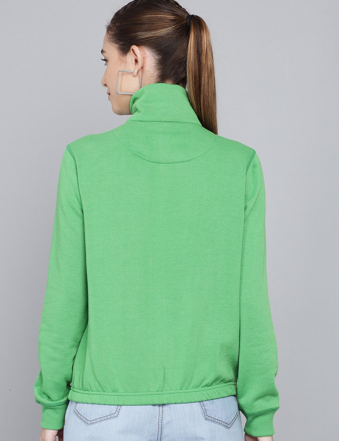 KOTTY Women GreyFull Sleeve Embroidery Sweatshirt