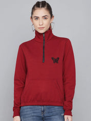 KOTTY Women GreyFull Sleeve Embroidery Sweatshirt