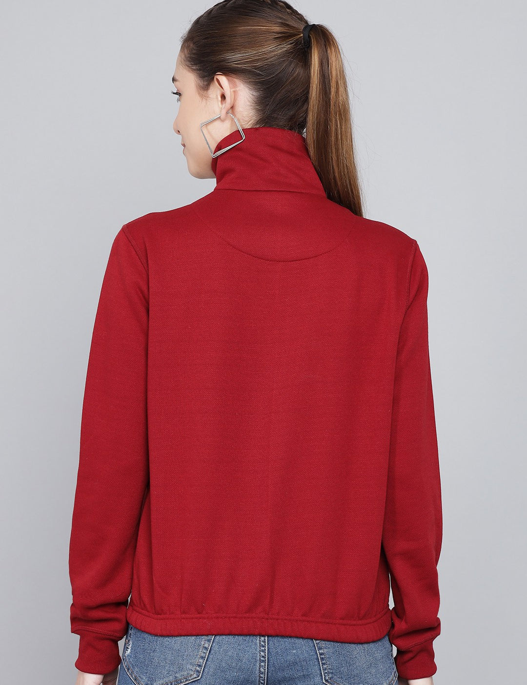 KOTTY Women GreyFull Sleeve Embroidery Sweatshirt