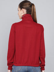 KOTTY Women GreyFull Sleeve Embroidery Sweatshirt