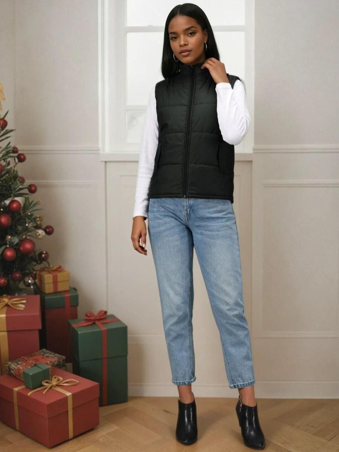 Kotty Women Stand Collar Solid Lightweight Gilet Jacket