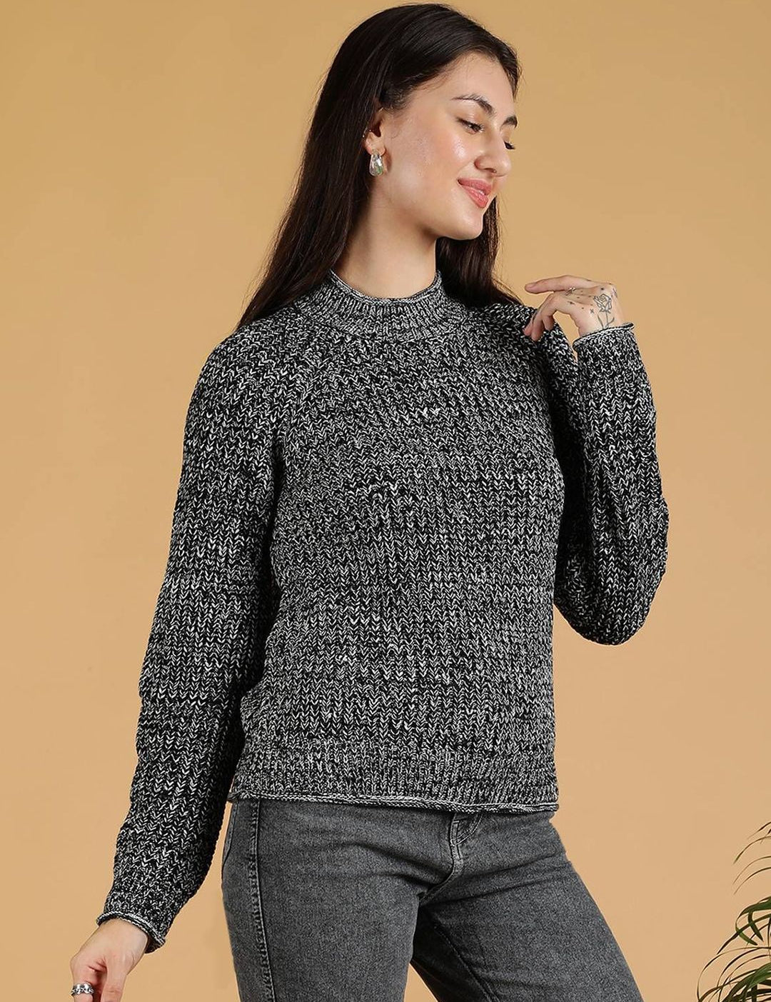 Kotty Mock Collar Knitted Cotton Sweater