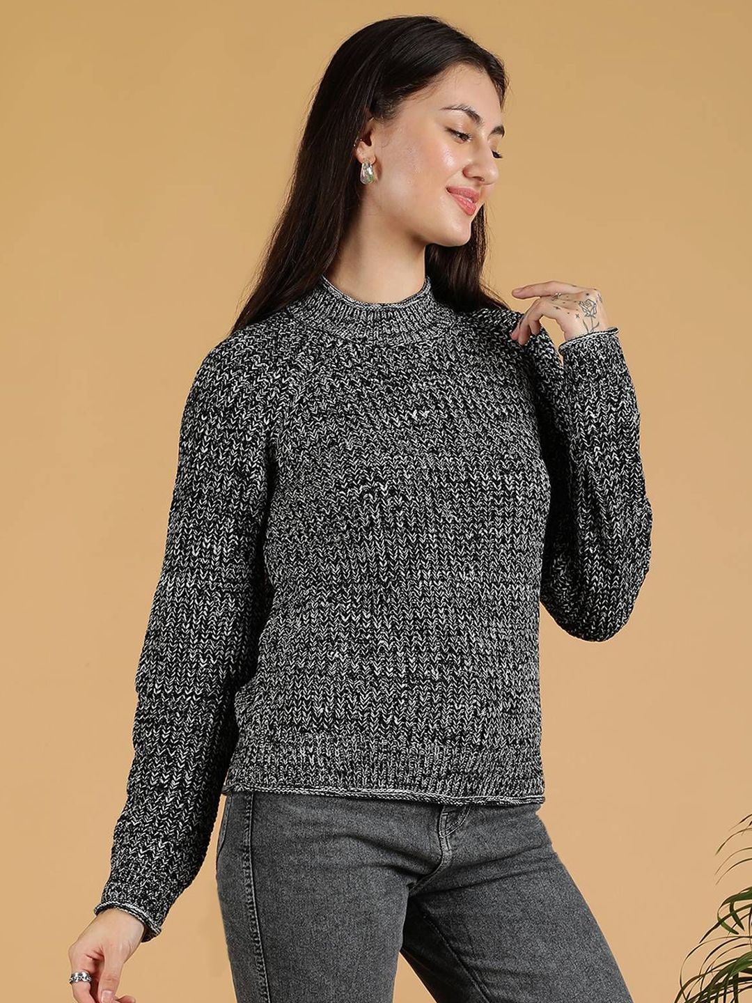 Kotty Mock Collar Knitted Cotton Sweater