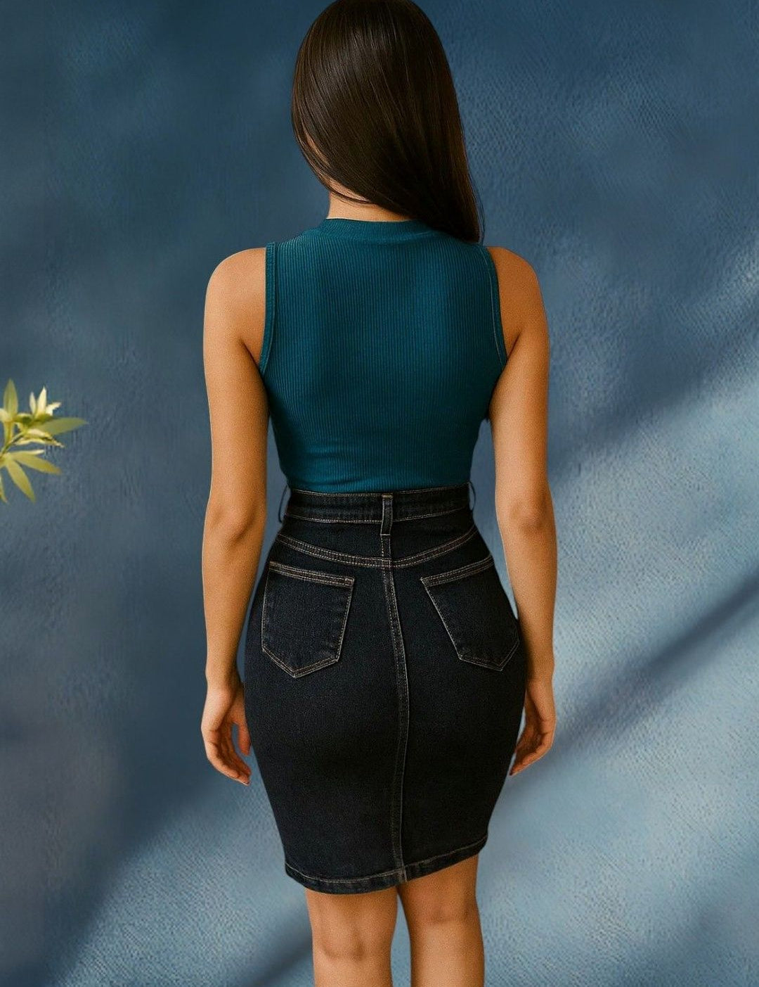 Kotty Women High-Waist Denim Pencil Skirt
