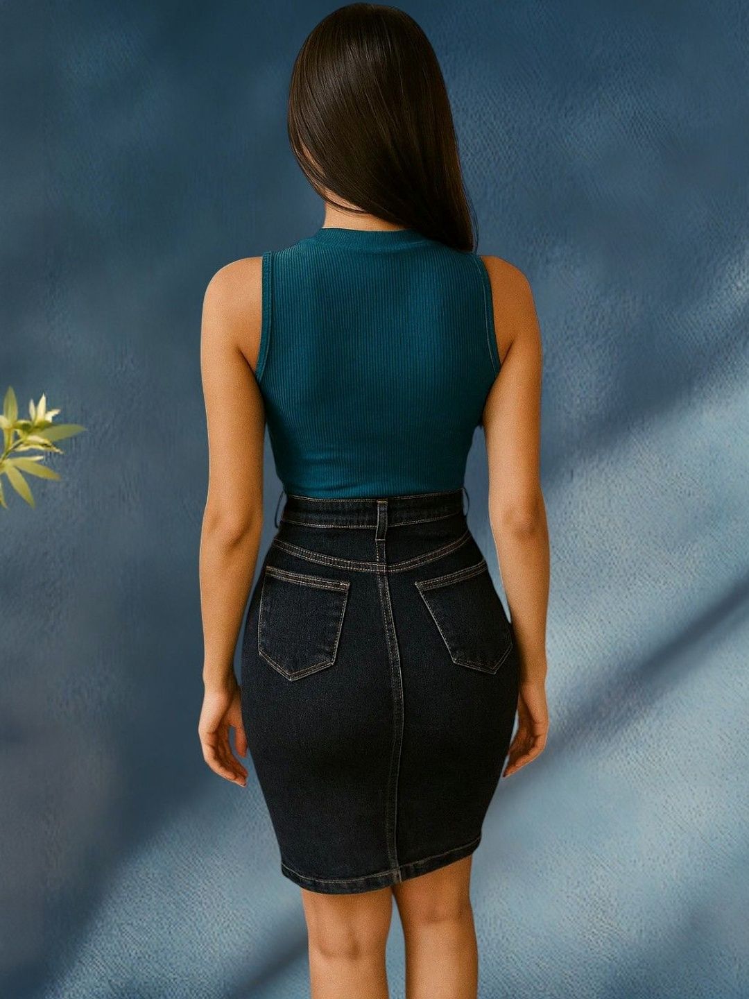 Kotty Women High-Waist Denim Pencil Skirt