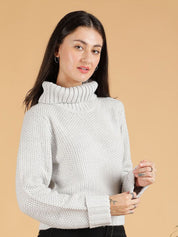 Kotty Women Cotton Turtle Neck Long Sleeves Casual Pullover