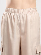Kotty Women High-Rise Easy Wash Pleated Cargos Trousers