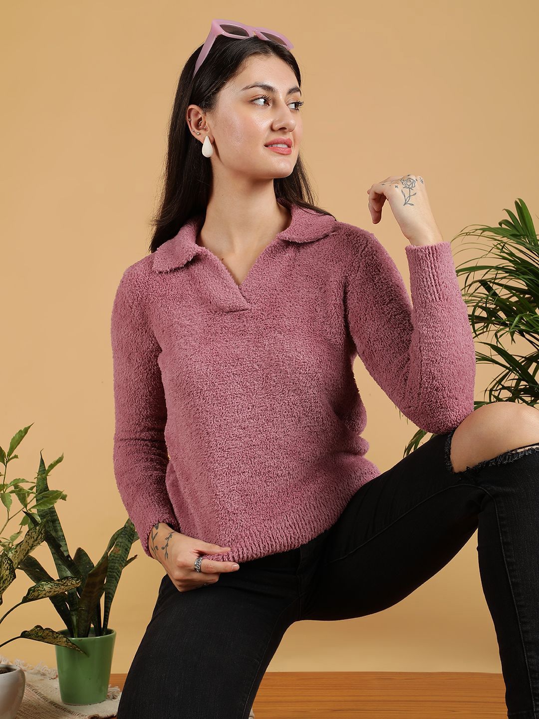 Kotty Women Lapel Collar Pullover