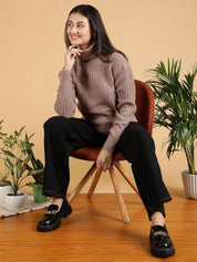 Kotty Women Cotton Turtle Neck Long Sleeves Pullover Sweaters