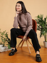 Kotty Women Cotton Turtle Neck Long Sleeves Pullover Sweaters