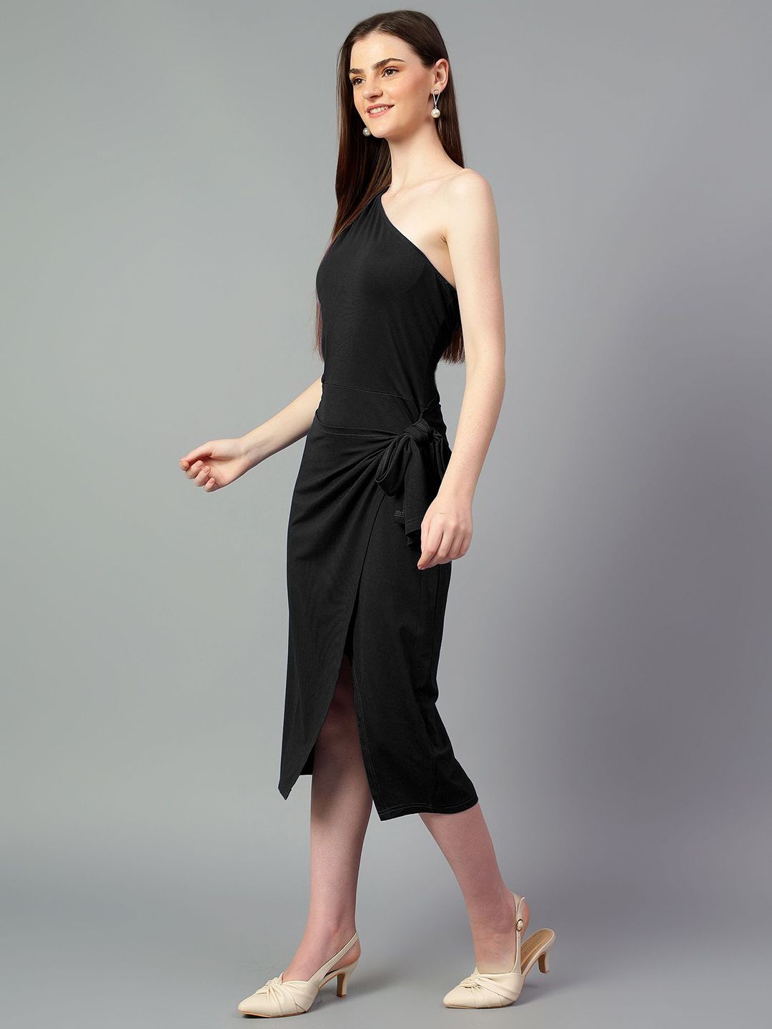 Kotty One Shoulder Sheath Midi Dress