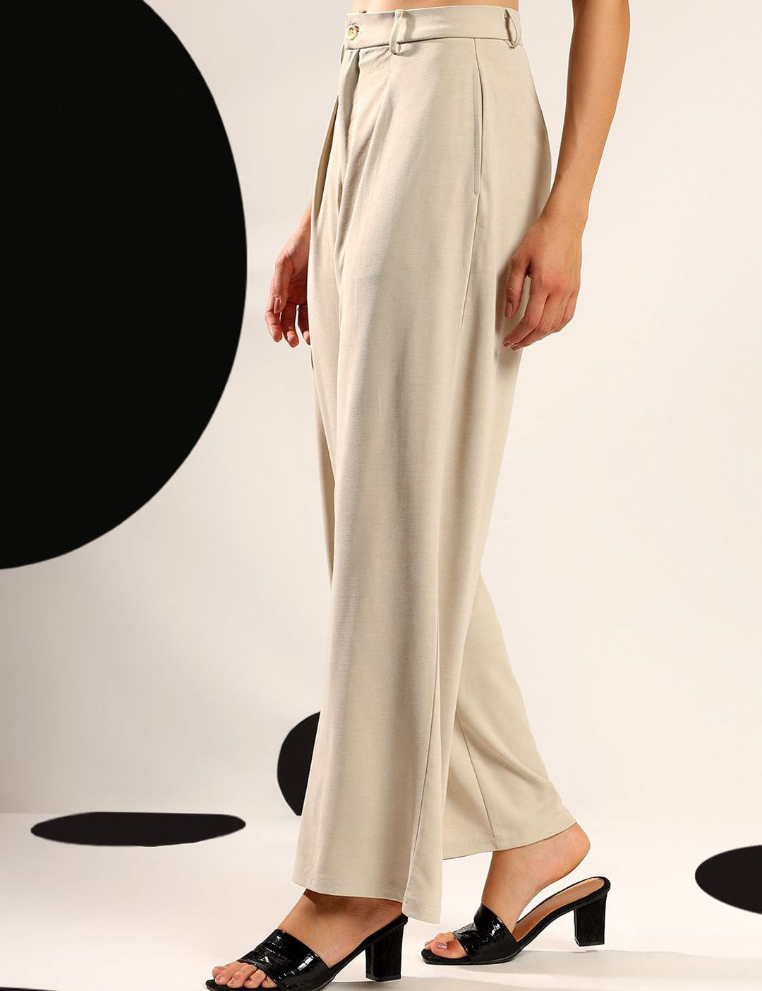 Kotty Women Relaxed Wide Leg High-Rise Pleated Easy Wash Formal Trousers