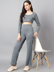 Kotty Grey Scoop Neck Top With Trouser