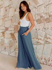 Kotty Women Loose Fit High-Rise Wide-Leg Cotton Trouser