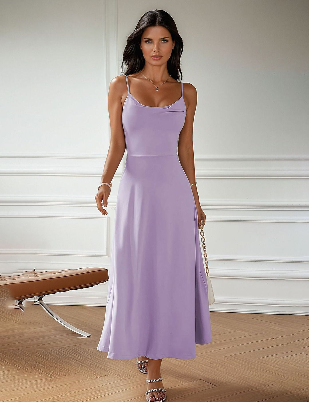 Kotty Women Solid Shoulder Straps Maxi Dress