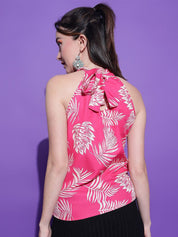 Kotty Women Tropical Printed Halter Neck  Top