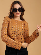 Kotty Women Ethnic Motifs Embroidered Regular Sheer Crop Top