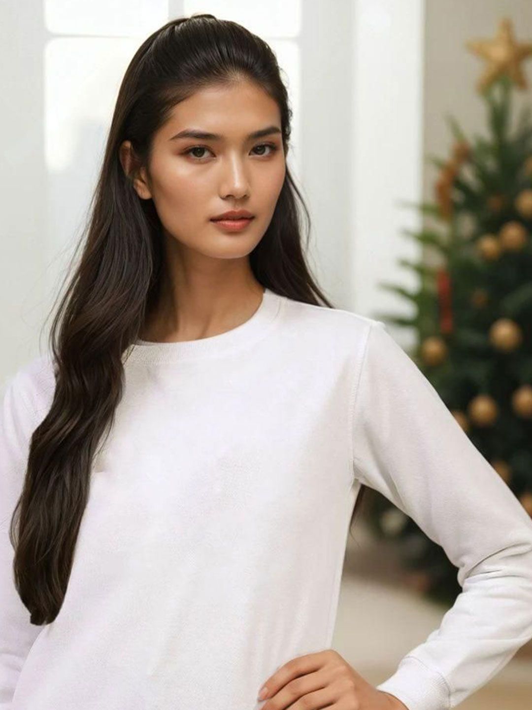 Kotty Women Solid Round Neck Full Sleeve Sweatshirt