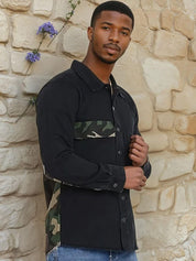 Kotty Abstract Printed Open Front Cotton Denim Jacket