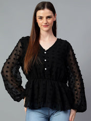 Kotty Women Solid V-Neck Top