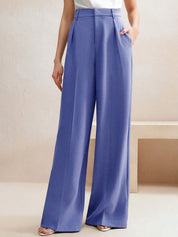 Kotty Women Solid Pleated High-Rise Relaxed Fit Formal Trousers